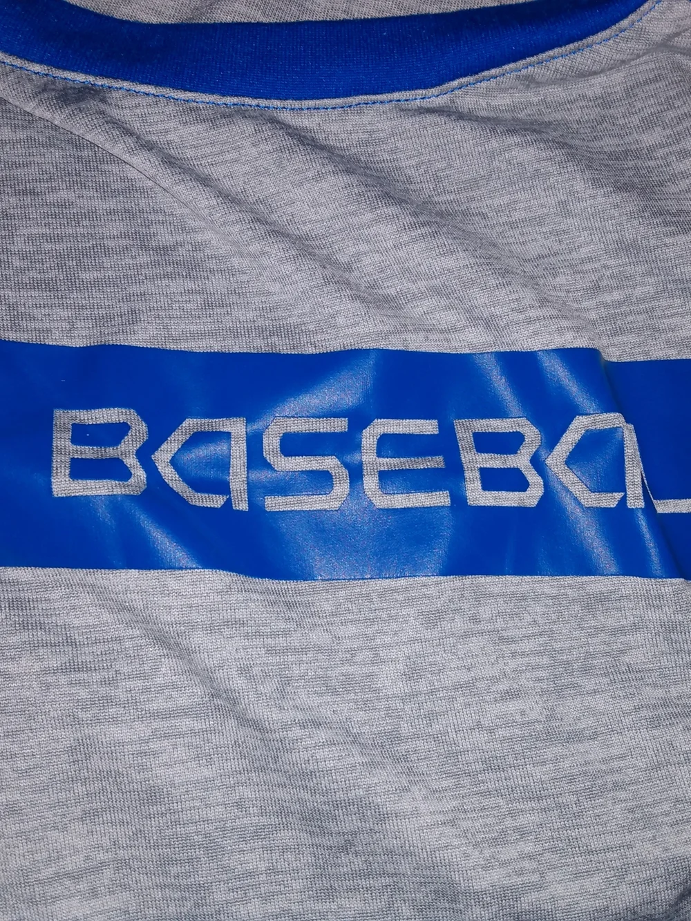 Under Armour Grey and Royal Blue Long Sleeve Baseball Raglan Shirt